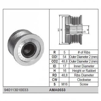 Ролик alternatora MAGNETI MARELLI AMA0033