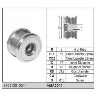 Ролик alternatora MAGNETI MARELLI AMA0044