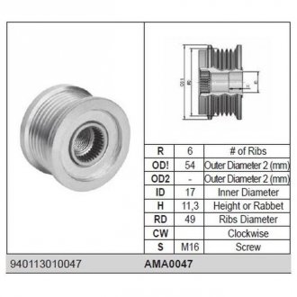 Ролик alternatora MAGNETI MARELLI AMA0047