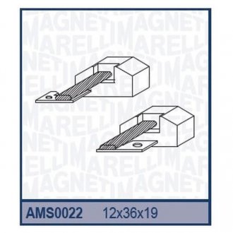 Ремкомплект (щетки) стартера (12x36x19) MAN: EL EM F MAN TGA MERCEDES MK NG SK TOURISMO [940113190022] MAGNETI MARELLI AMS0022