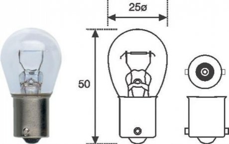 Лампа накаливания P21W 12V 21W MAGNETI MARELLI P21W 12 (фото 1)