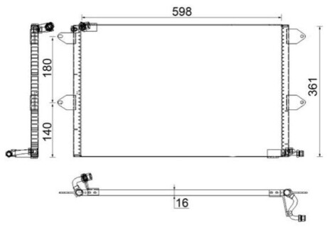 Конденсатор, система кондиціонування повітря MAHLE / KNECHT AC171001S