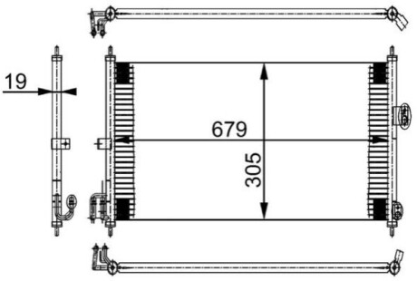 Конденсатор, система кондиціонування повітря MAHLE / KNECHT AC252000S