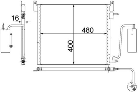 Конденсатор, система кондиціонування повітря MAHLE / KNECHT AC408000S