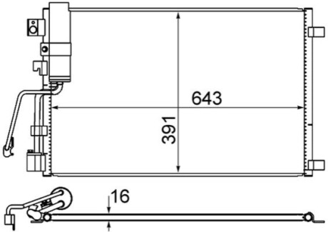 Конденсатор, система кондиціонування повітря MAHLE / KNECHT AC605000S