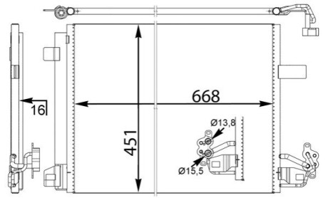 Радiатор кондицiонера MAHLE / KNECHT AC 774 000S (фото 1)