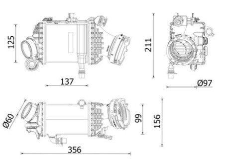 ChЕ‚odnica powietrza dolotowego pasuje do: BMW 5 (G30, F90), 7 (G11, G12) 4.0/4.4 09.15-06.19 MAHLE / KNECHT CI 659 000P