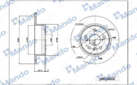 Диск тормозной MANDO MBC030032