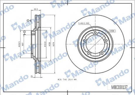 Диск тормозной MANDO MBC030137