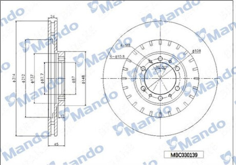 Диск тормозной MANDO MBC030139 (фото 1)