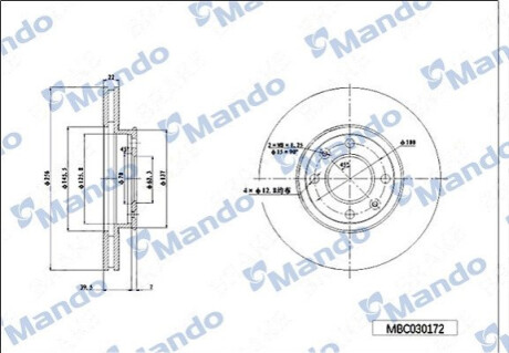 Диск тормозной MANDO MBC030172