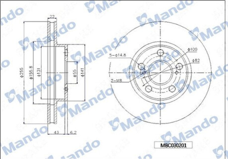 Диск тормозной MANDO MBC030201