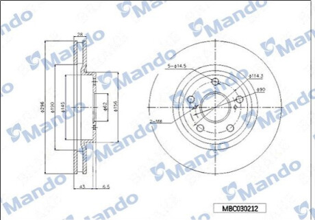 Диск тормозной MANDO MBC030212