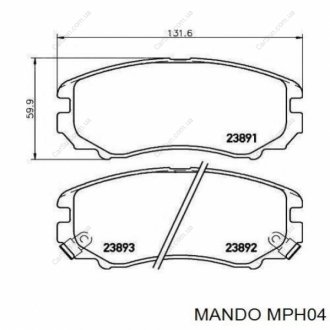 Колодка гальмівна передня (58101-17A00) MANDO MPH04 (фото 1)