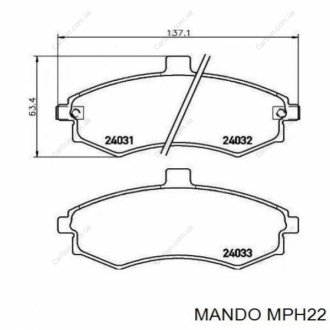 Колодки дискового тормоза MANDO MPH22