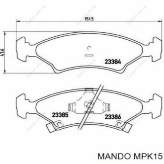 Колодки дискового тормоза MANDO MPK15 (фото 1)