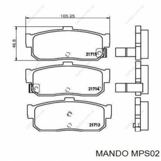 Тормозные колодки дисковые задние - (V9118N027 / D406MN0989 / D40606J090) MANDO MPS02 (фото 1)
