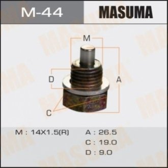 Болт маслосливной с магнитом \\ mazda 14x1.5 mm - (9951111400 / LFE510404 / HE0310404) MASUMA M44 (фото 1)