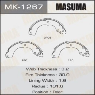 Колодки барабанного тормоза - (D4060ED026 / AY360NS095 / 44060ED026) MASUMA MK1267 (фото 1)