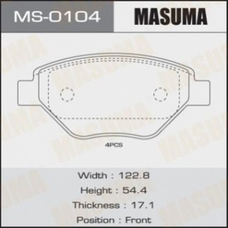 Колодки тормозные AN-4592K, P68031 передн RENAULT MEGANE II MASUMA MS0104