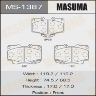 Колодки тормозные AN-458WK, NP1098, P83009 передн TOYOTA FORTUNER MASUMA MS1387 (фото 1)