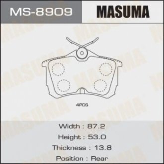 Колодки дискового тормоза MASUMA MS8909 (фото 1)