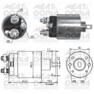 Втягуюче реле стартера JUMPER I 1.9 D 99-02, SCUDO 2.0 JTD 99-06, LANCIA PHEDRA 2.2 JTD 02-10, EXP2. MEAT&DORIA 46166