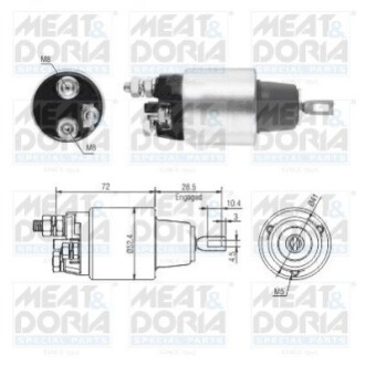 Elektromagnes rozrusznika pasuje do: IVECO DAILY III, DAILY IV, MASSIF RVI MASCOTT 2.3D-3.0D 01.99-08.11 MEAT&DORIA 46286