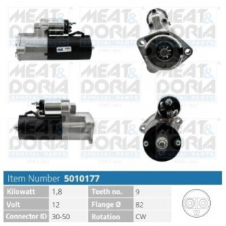 MEATDORIA AUDI Стартер A4 B6 (8E2) 1.9 TDI 00-04, VW PASSAT B5.5 (3B3) 1.9 TDI 00-05 MEAT&DORIA 5010177