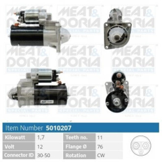 MEATDORIA FIAT Стартер 500X (334_) 1.6 D Multijet 14-, JEEP RENEGADE (BU, B1, BV) 1.6 CRD 14-, ALFA MEAT&DORIA 5010207