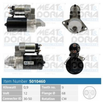 MEATDORIA FIAT Стартер STILO (192) 1.6 16V 05-06, CHEVROLET LACETTI (J200) 1.6 05-, OPEL, DAEWOO, SA MEAT&DORIA 5010460