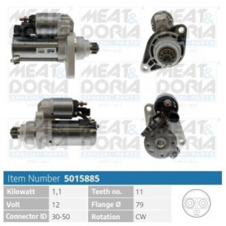 MEATDORIA AUDI Стартер A3 (8V1, 8VK) 1.8 TFSI 12-16, SEAT, SKODA, VW MEAT&DORIA 5015885 (фото 1)