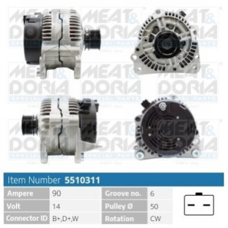 MEATDORIA AUDI Стартер A2 (8Z0) 1.4 TDI 03-05, FORD GALAXY I (WGR) 2.0 i 95-06, SKODA FABIA I (6Y2) MEAT&DORIA 5510311 (фото 1)