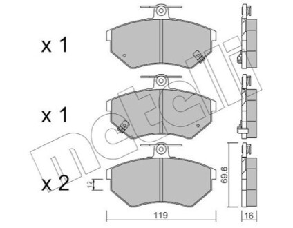 ПЕРЕДНІ ГАЛЬМІВНІ КОЛОДКИ Metelli 22-0050-5