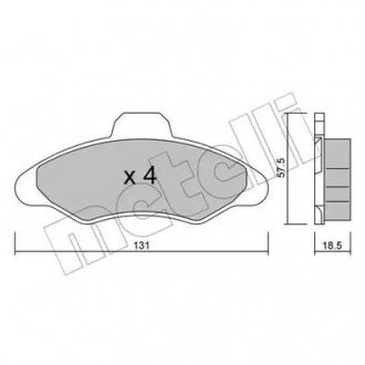 Комплект тормозных колодок, дисковый тормоз Metelli 22-0071-0
