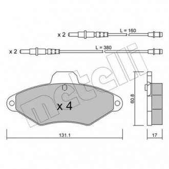 Гальмівні колодки, дискове гальмо (набір) Metelli 22-0144-0