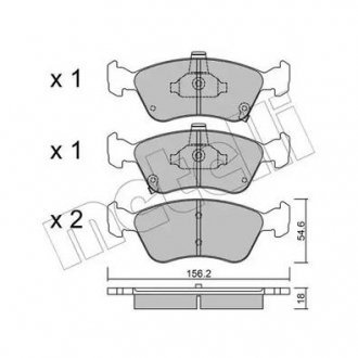 Гальмівні колодки, дискове гальмо (набір) Metelli 22-0287-0