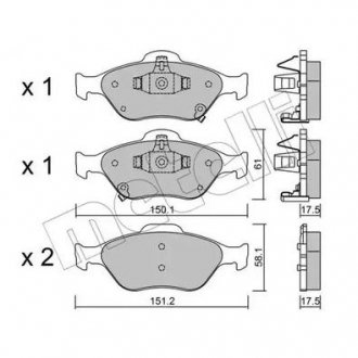 Комплект гальмівних колодок (дискових) Metelli 22-0316-1