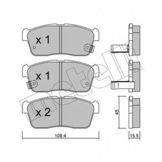 Комплект гальмівних колодок (дискових) Metelli 22-0415-0 (фото 1)