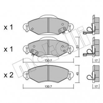 Гальмівні колодки, дискове гальмо (набір) Metelli 22-0421-0