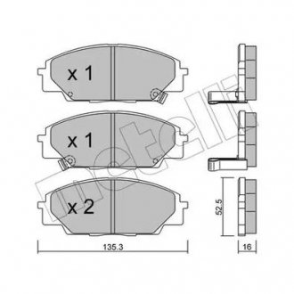 Гальмівні колодки, дискове гальмо (набір) Metelli 22-0435-0 (фото 1)