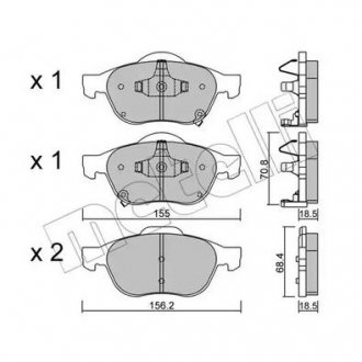 Гальмівні колодки, дискове гальмо (набір) Metelli 22-0448-0