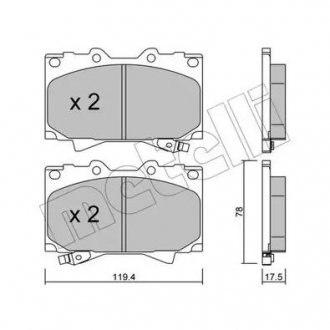 Комплект тормозных колодок, дисковый тормоз Metelli 22-0452-0