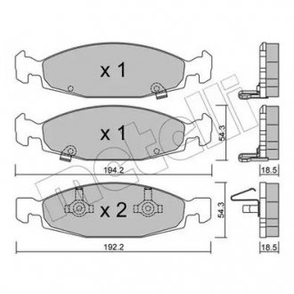 Комплект гальмівних колодок (дискових) Metelli 22-0525-0