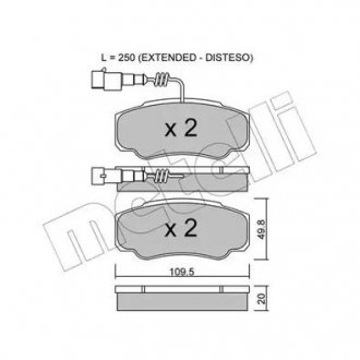 Гальмівні колодки, дискове гальмо (набір) Metelli 22-0532-1
