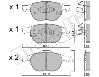 ПЕРЕДНІ ГАЛЬМІВНІ КОЛОДКИ Metelli 22-0534-2