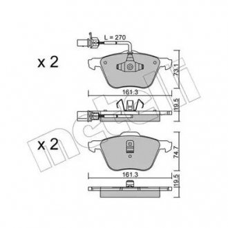 Гальмівні колодки, дискове гальмо (набір) Metelli 22-0551-0