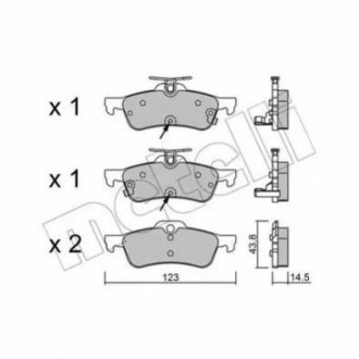 Комплект гальмівних колодок (дискових) Metelli 22-0556-2