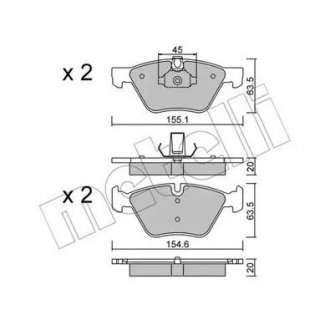 Комплект гальмівних колодок (дискових) Metelli 22-0557-3