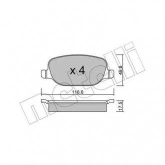 Комплект гальмівних колодок (дискових) Metelli 22-0704-0